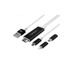 Кабел Earldom W13 3n1 HDMI / Type-C / Micro / осветлување (iPhone), 1,8 метри