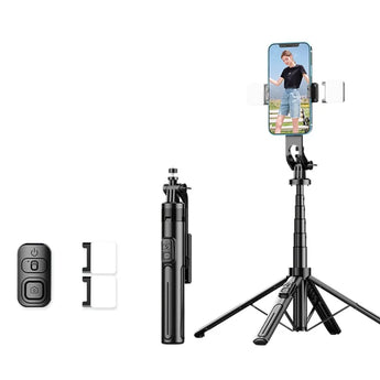 Selfie stick tripod K27P me 4 këmbë dhe dritë
