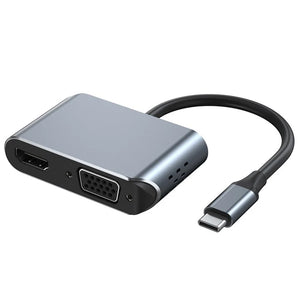 Адаптер 4n1 тип-C / HUB PD, HDMI, VGA, USB 4K UHD